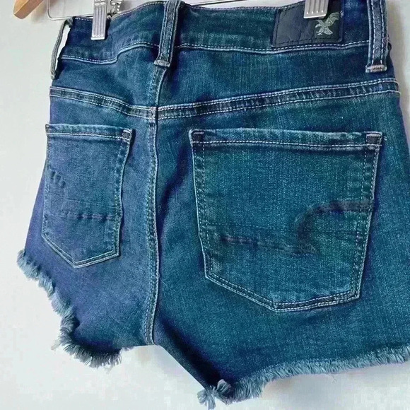 American Eagle Women’s High Rise Dark Denim Country Western Beach Shorts 0 - Picture 6 of 7